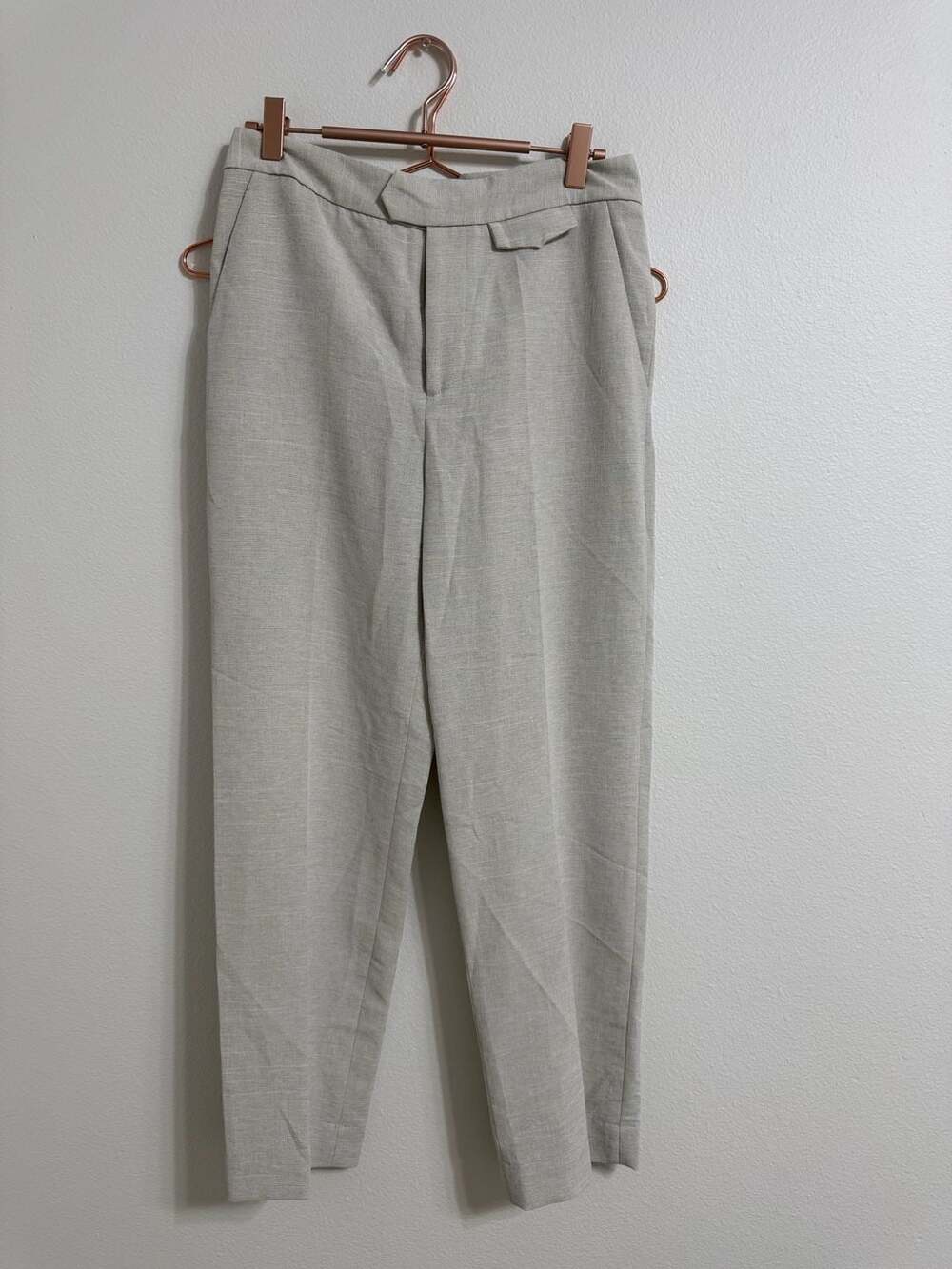 NOMIA Heather Grey High-Waisted Straight Leg Trousers Size 4